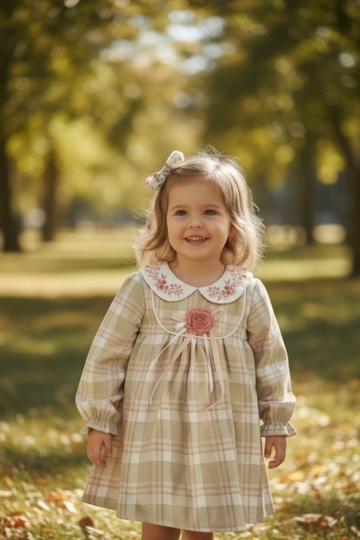 NAKIŞ YAKALI EKOSE ELBİSE