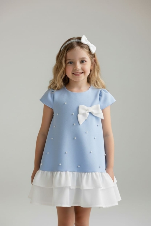 İNCİLİ FİYONKLU ELBİSE