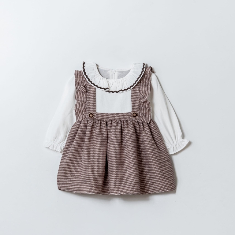 535 KAZAYAĞI DESEN FIRFIRLI ELBİSE 