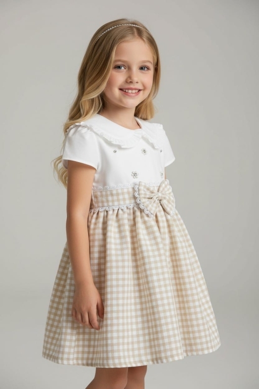 596 İNCİLİ EKOSE ELBİSE