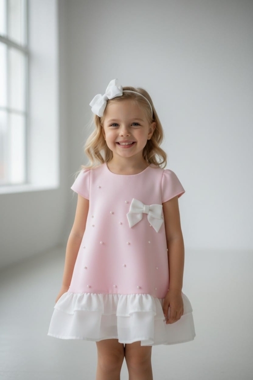 İNCİLİ FİYONKLU ELBİSE