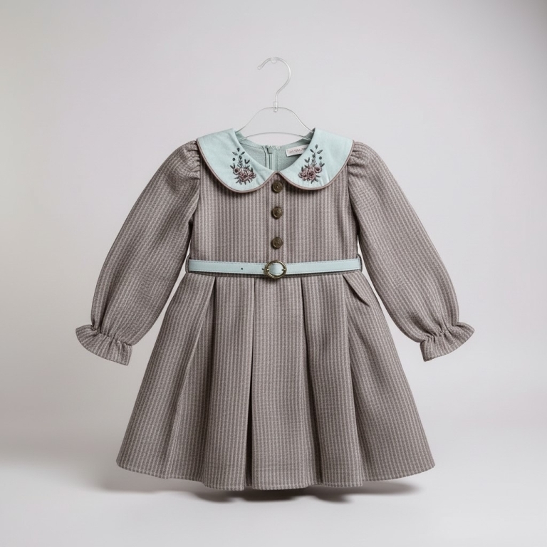 KEMERLİ PİTİKARELİ ELBİSE 2-5 YAŞ