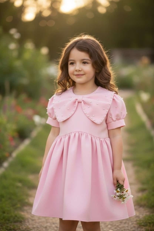 0584 İNCİLİ YAKALI ELBİSE