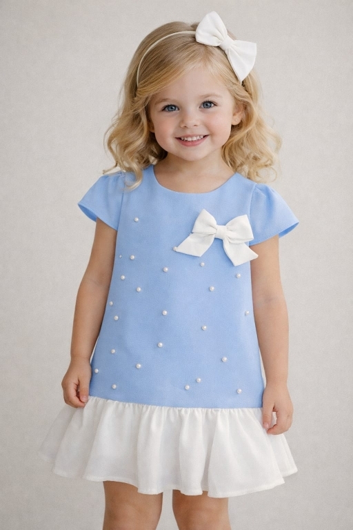 İNCİLİ FİYONKLU ELBİSE