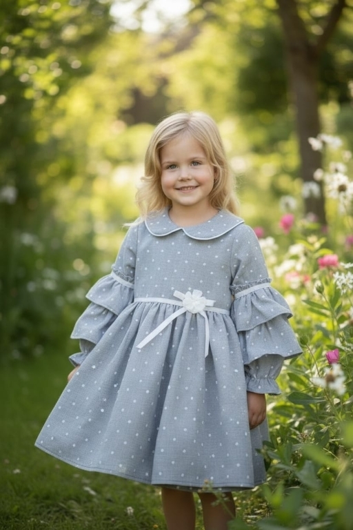 572 PUANTIYELİ FIRFIR KOLLU ELBİSE